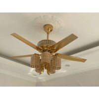 Quạt Trần Đèn 5 Cánh Thép Mạ 24k QTD7111, Quạt Trần Đẹp Trang Trí Phòng Khách,Kèm Điều Khiển Từ Xa