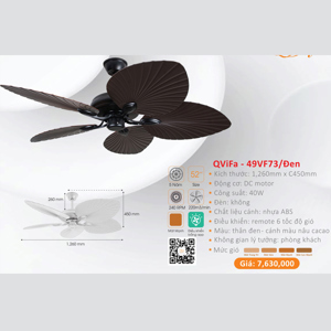 Quạt trần đèn 5 cánh Vifa 49VF73/LED