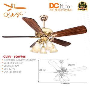 Quạt trần đèn 5 cánh Vifa 600VF06