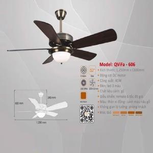 Quạt trần đèn 5 cánh Vifa 606