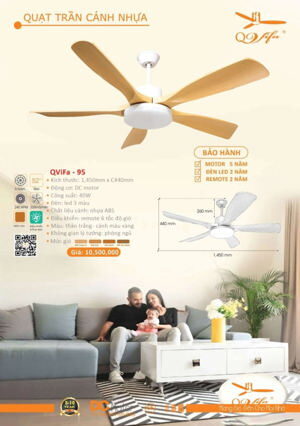 Quạt trần đèn 5 cánh Vifa-95