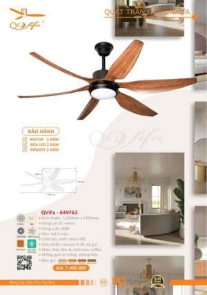 Quạt trần đèn 6 cánh Vifa 64VF63