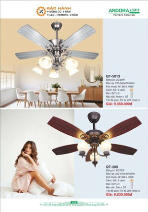 Quạt trần đèn Aurora Lighting 5 cánh QT-205