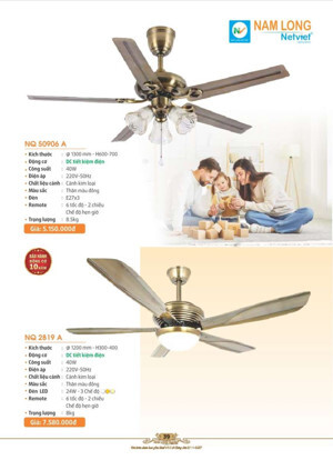 Quạt trần đèn 5 cánh NQ 50906A
