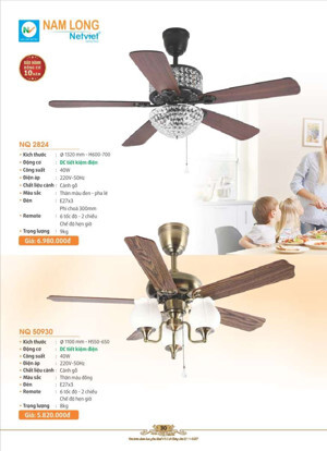 Quạt trần đèn 5 cánh NQ 50930