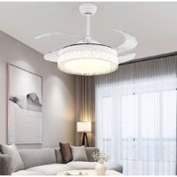 Quạt trần đèn dấu cánh cụp xòe hiện đại có điều khiển cầm tay từ xa,động cơ DC lõi đồng 6 cấp độ gió,đèn led 3 màu