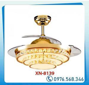 Quạt trần đèn diệp hương tiêu lá gỗ 8139