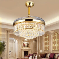 Quạt trần đèn giấu cánh pha lê- điều khiển từ xa