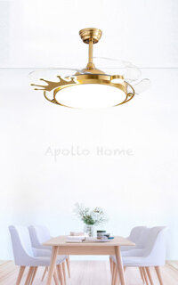 Quạt trần đèn hiện đại giấu cánh phòng ăn QTT 8045A