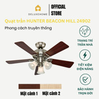 Quạt Trần Đèn HUNTER BEACON HILL phòng ngủ 5 Cánh Gỗ MDF Kèm Remote Điều Khiển Từ Xa 3 Cấp Độ, Bảo Hành Động Cơ Trọn Đời