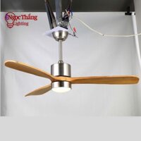 Quạt Trần Đèn Led 3 Cánh Gỗ 132cm Trang Trí Sảnh Phòng Khách Cao Cấp QT42 Ngọc Thắng Kèm remote