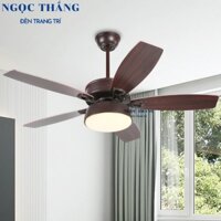 Quạt Trần Đèn Led 5 Cánh Gỗ Phòng Khách Phòng Ngủ Cao Cấp QT1111 Ngọc Thắng (Tặng kèm remote điều khiển từ xa)