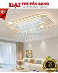 Quạt trần đèn LED không cánh hình chữ nhật lớn kèm điều khiển App từ xa 904