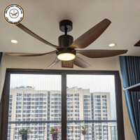 Quạt Trần Đèn Lộc Phát 6 Cánh Động Cơ DC Đảo Chiều Hút Ẩm Trang Trí Phòng Khách Hiện Đại (BH 5 Năm)