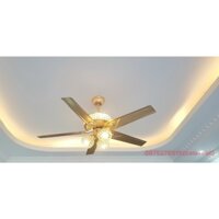 Quạt Trần Đèn Mạ Vàng- Động Cơ DC lõi đồng , Công Suất 90w, Có Điều Khiển 6 Số Phù Hợp Mọi Không Gian [ Bảo Hành 3 Năm]