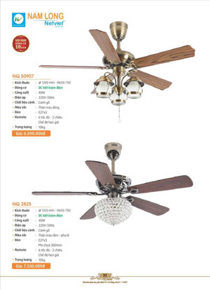 Quạt trần đèn 5 cánh NQ-50907