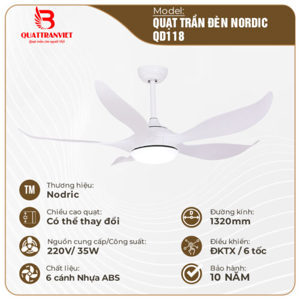 Quạt trần đèn 5 cánh QD118