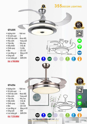 Quạt trần đèn 4 cánh QT.4256