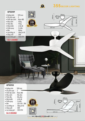 Quạt trần đèn 3 cánh QT52109