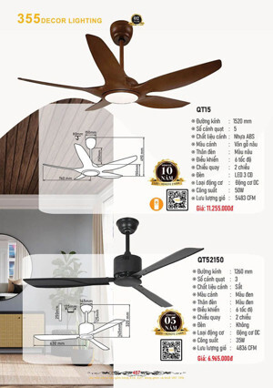 Quạt trần đèn 3 cánh QT52150