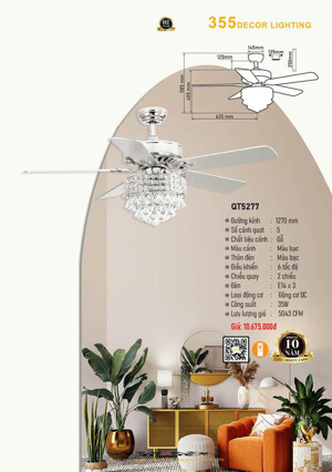 Quạt trần đèn 5 cánh QT.5277