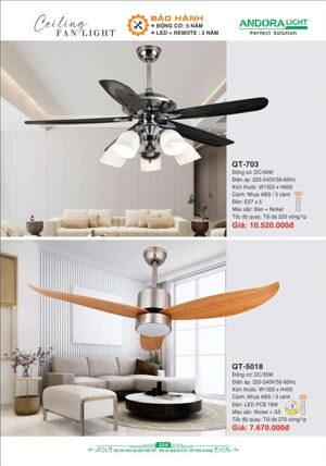 Quạt trần đèn 5 cánh QT703