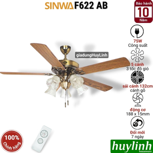 Quạt trần đèn Sinwa 5 cánh F622 AB