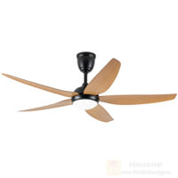 Quạt trần đèn thân đen cánh màu vân gỗ Roman HFC56D1/BG 55W