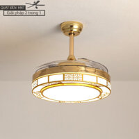 Quạt Trần Đèn Thu Cánh Hoa Mai 3 màu đèn 6 nấc gió, có điều khiển từ xa fan lamp