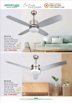 Quạt trần đèn 4 cánh QT.2112