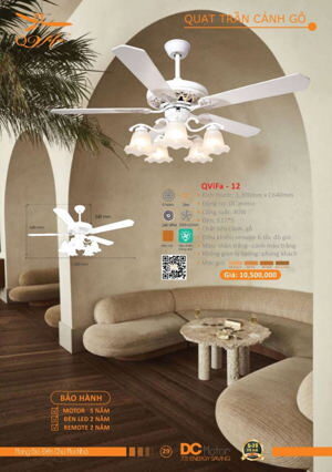 Quạt trần đèn 5 cánh ViFa-12