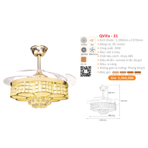 Quạt trần đèn 4 cánh ViFa-21