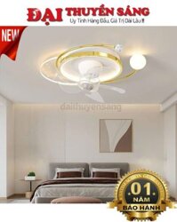 Quạt trần đèn tròn xoay 360 WiFi MQ1554 Tặng thêm cánh lớn