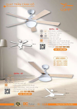 Quạt trần đèn 3 cánh Vifa 46