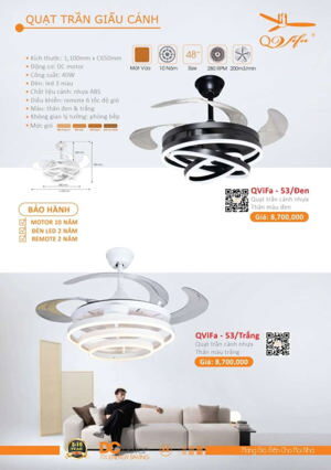 Quạt trần đèn 4 cánh Vifa–53