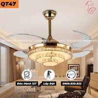 Quạt Trần Đèn VinLed 69-CT2 (LM872) Hợp Kim Sơn tĩnh Điện Kết Hợp hạt Pha Lê - Bảo Hành 12 Tháng
