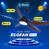 Quạt Trần Ecofan Ruby TLC – 5 Cánh Màu Bạc, Quạt trần điều khiển từ xa, Luồng Gió Tự Nhiên, Tiết Kiệm Điện Năng