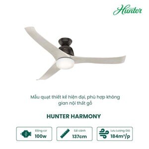 Quạt trần đèn 3 cánh Hunter Harmony