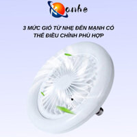 Quạt trần kèm đèn LED đui xoáy siêu sáng, điều khiển từ xa 3 chế độ gió E27 Đèn trần LED hiện đại