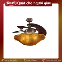 Quạt trần làm từ gỗ MR.VU BELLE 5 cánh kết hợp đèn chiếu sáng vàng cực sang chảnh