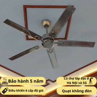 Quạt trần mã 9056CT quạt không có đèn 5 cánh bằng thép có điều khiển từ xa động cơ DC lõi đồng phù hợp phòng khách, ngủ