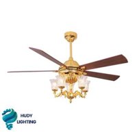 Quạt Trần Mạ Vàng 9999 Đèn Chùm 5 Cánh FY968