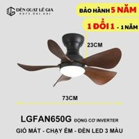 Quạt Trần Mini 5 Cánh Lê Gia LGFAN650G | Quạt Trần Cổ Ngắn