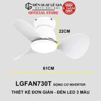 Quạt Trần Mini Cổ Ngắn Phong Cách Indochine LÊ GIA LGFAN730G - Chiều Cao 22cm - Sải Cánh 61cm - Bảo Hành 5 Năm - Trắng