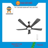 Quạt trần Panasonic 5 cánh có đèn màu đen F-60DGN, có reomte điều chỉnh từ xa, tích hợp đèn LED & kết nối Wireless 2.4GH