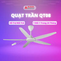 Quạt Trần, Quạt Trần Phòng Khách 5 Cánh ASIA QT-08 35W, Động Cơ DC Không Chổi Than, Cánh Nhựa ABS, Sải Cánh 1420, BH 24
