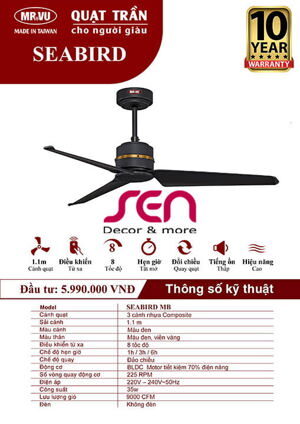 Quạt trần Royal 3 cánh Sky LED