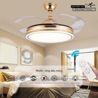QUẠT TRẦN THU CÁNH. ĐỘNG CƠ LÕI ĐỒNG. 6 Cấp Độ Gió, 3 Chế Độ Đèn, Điều Khiển Từ Xa Quạt Fan lamp
