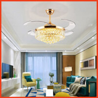 Quạt Trần Tích Hợp Đèn Cụp Xòe Cao Cấp Có Điều Khiển, Quạt Trần Đèn Giấu Cánh Phòng Khách - Phale Trang trí