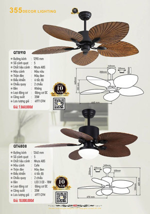 Quạt trần trang trí 5 cánh AZP QT8910